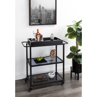 Kate and Laurel Giles Metal Bar Cart with Tray