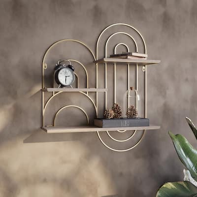 Ovella Oval Metal Modern Tiered Wall Shelf - 29"H x 24"W x 5.5"D