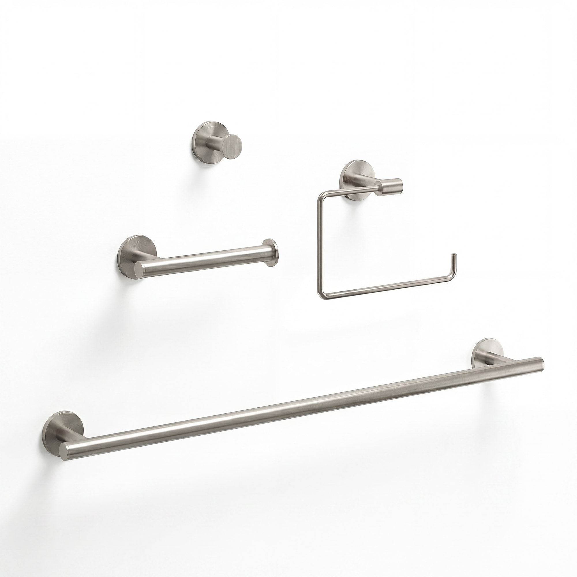 VIGO Elan 4-Piece Bathroom Hardware Accessory Set with 24 in. Towel Bar, Toilet Paper Holder, Hand Towel Holder, Hook