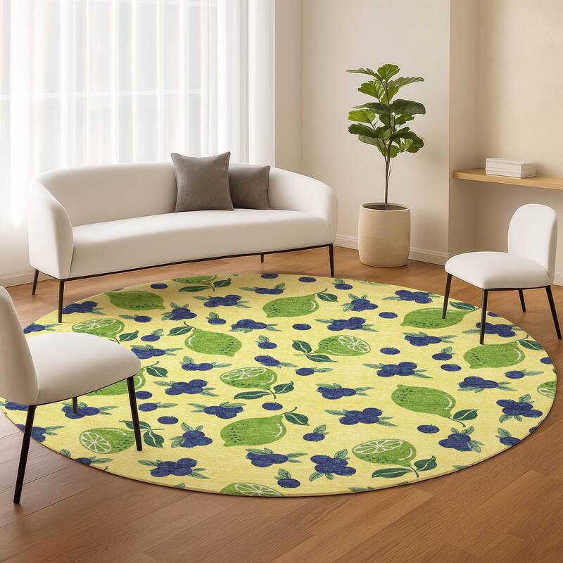 Machine Washable Indoor/ Outdoor Citrus Berry Chantille Rug