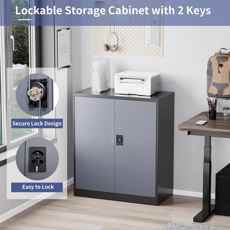 Metal Storage Cabinet with Locking Doors and Adjustbale Shelves for Garage, Home Office,School,Gym