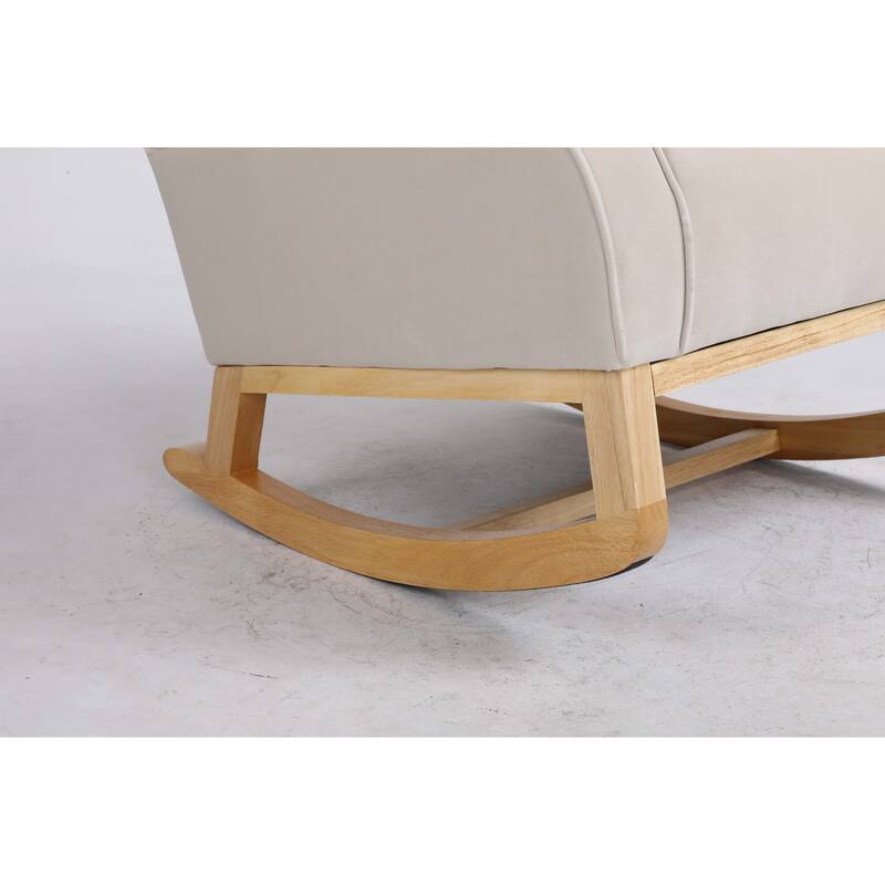 Baby Room High Back Rocking Chair Nursery Chair , Comfortable Rocker Fabric Padded Seat ,Modern High Back Armchair