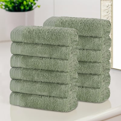 Superior Sierra Rayon From Bamboo Cotton Blend Face Towel Washcloth Set of 12