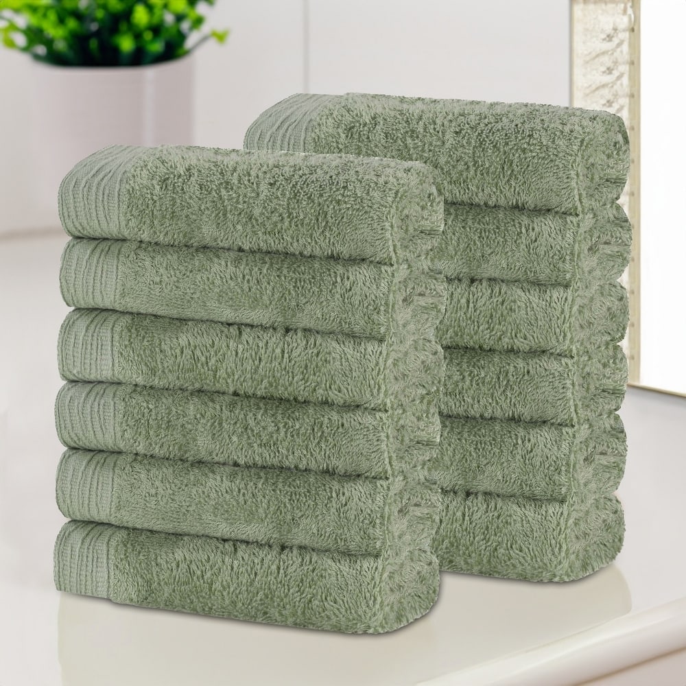 Superior Sierra Rayon From Bamboo Cotton Blend Face Towel Washcloth Set of 12