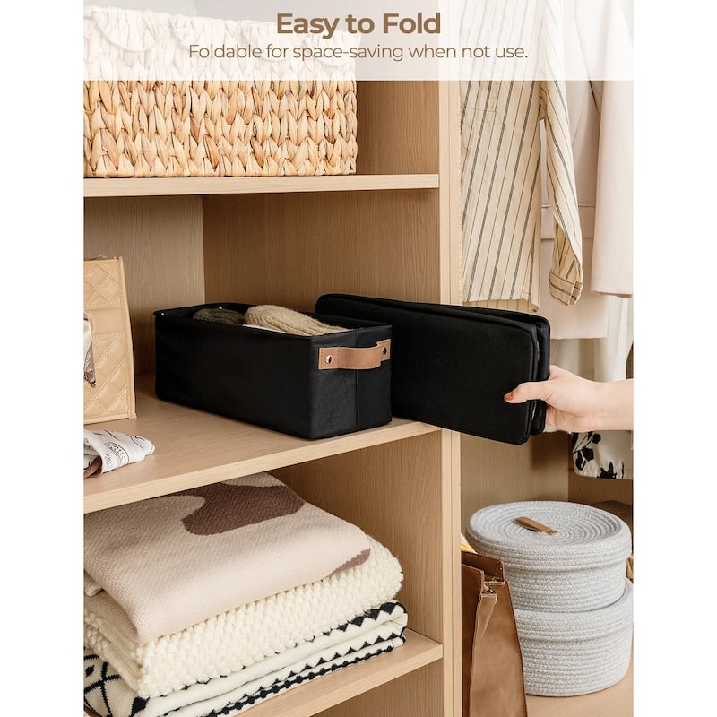 2-Pack Narrow Fabric Storage Bins, Small Basket for Closet and Shelves - 15"L x 6"W x 5"H