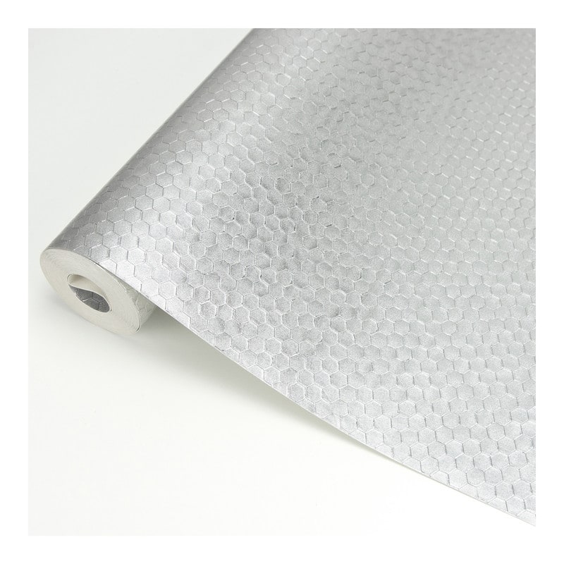 Brewster Carbon Silver Honeycomb Geometric Wallpaper - 20.5 x 396 x 0.025