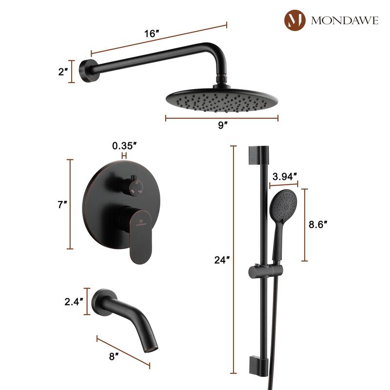 Retro Series 9 in. Rain Wall Mount Dual Shower Heads with 1.8 GPM