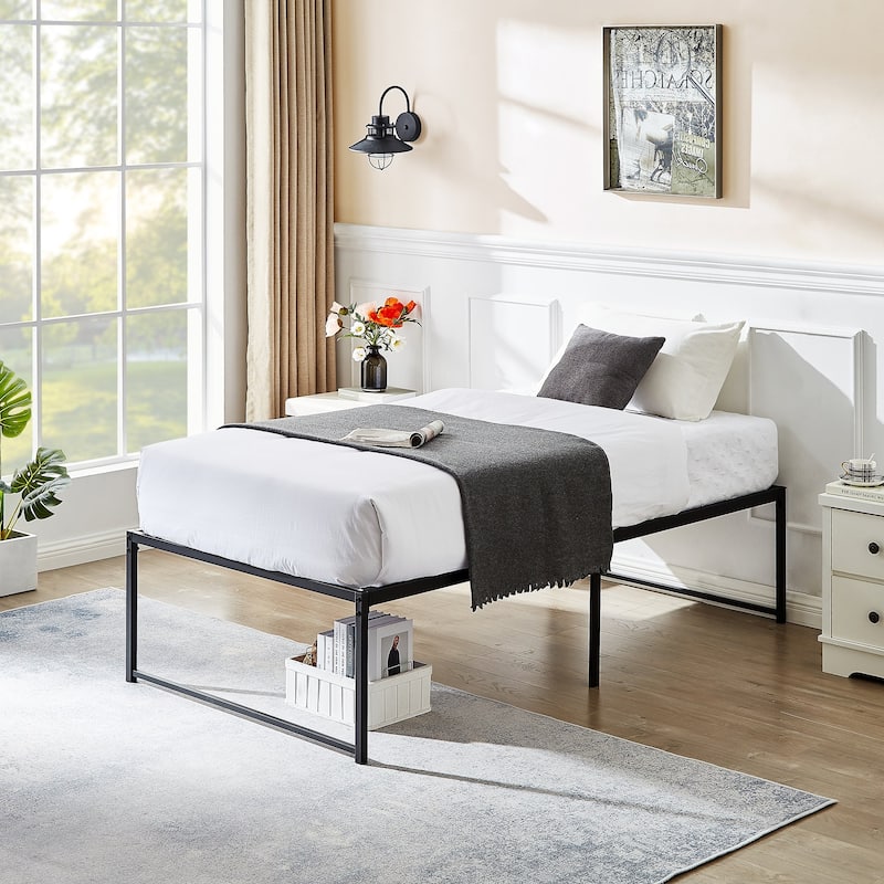 18-inch Twin Size Metal Platform Bed Frame with Steel Slat