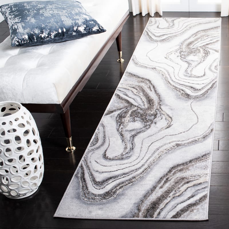 SAFAVIEH Orchard Clella Modern Abstract Rug - 2'2" x 8' Runner - Grey/Ivory