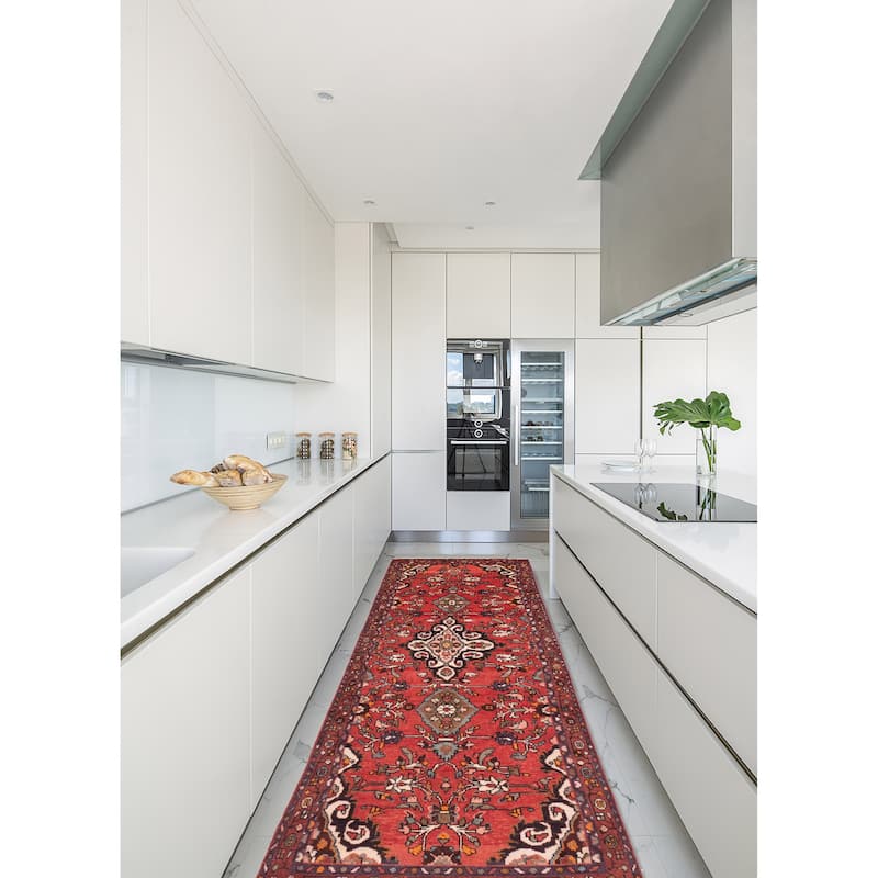 ECARPETGALLERY Hand-knotted Andelz Red Wool Rug - 3'5 x 9'9