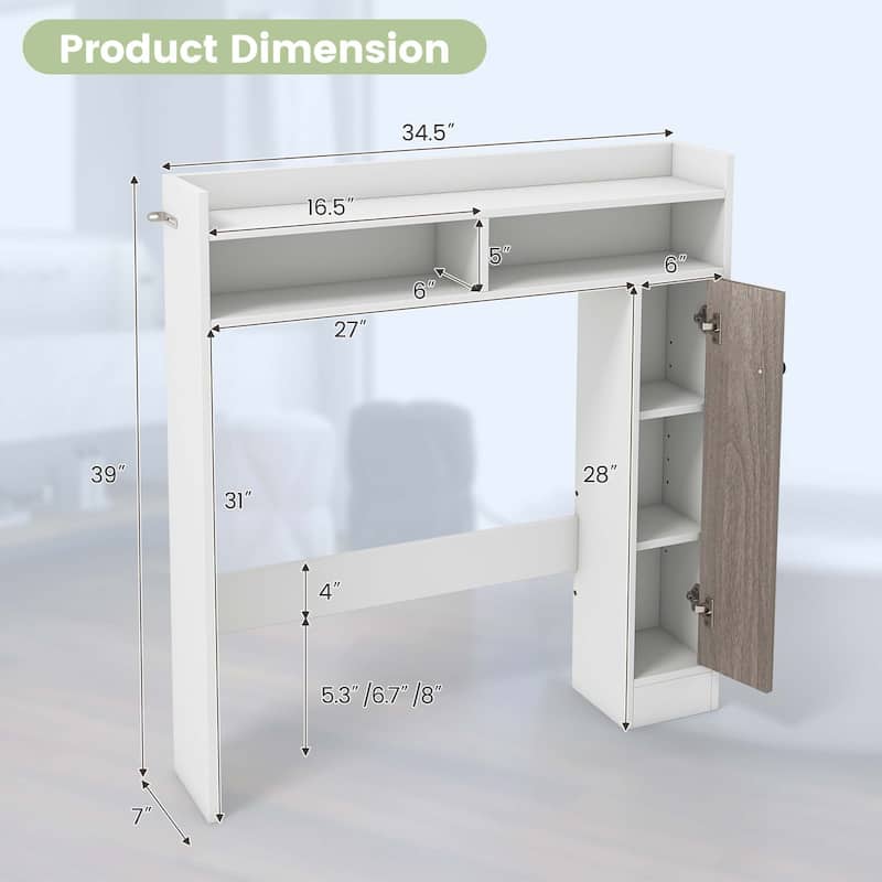 Costway Over the Toilet Bathroom Cabinet Floor Storage Organizer with - See Details