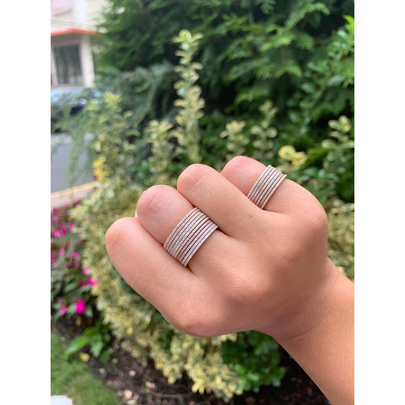 Joelle Collection Diamond Band Ring - 14K Gold Eternity Band Ring 1/5 CTTW 20 White Round Cut Diamonds - 6 - White