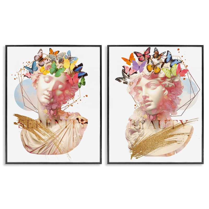 Stupell Serenity & Beauty Glam Collages Framed Giclee Art Design By Susan Arnot (Set of 2) - 24 x 30 - Black