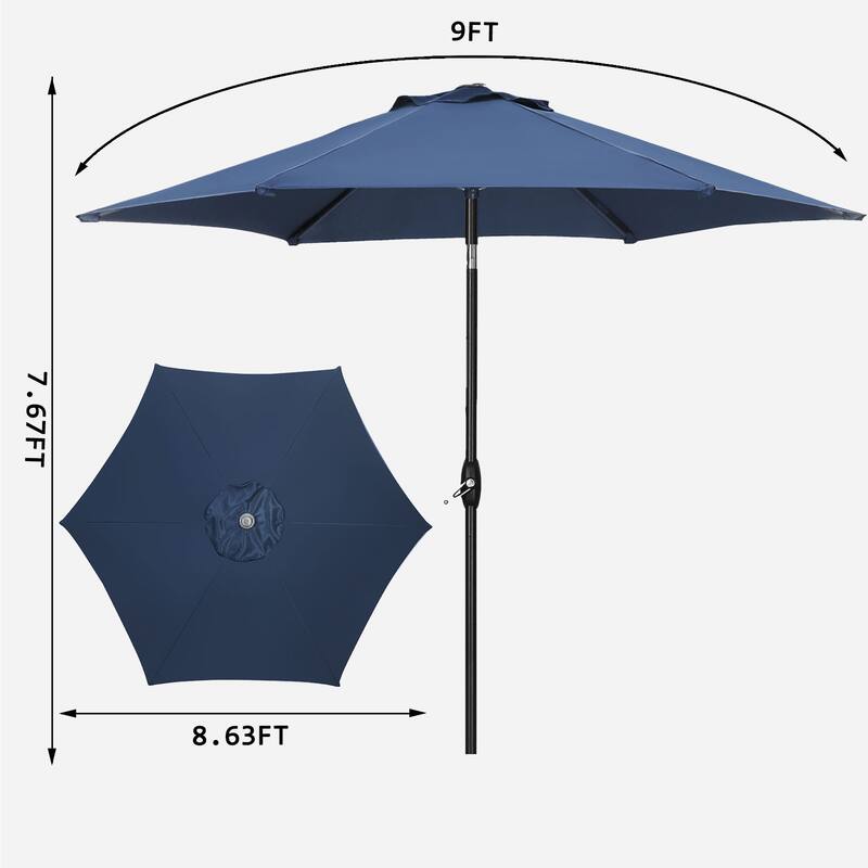 Autlaycil 9ft Patio umbrella Outdoor umbrella With Push-Button Tilt & Crank for Pool, Garden
