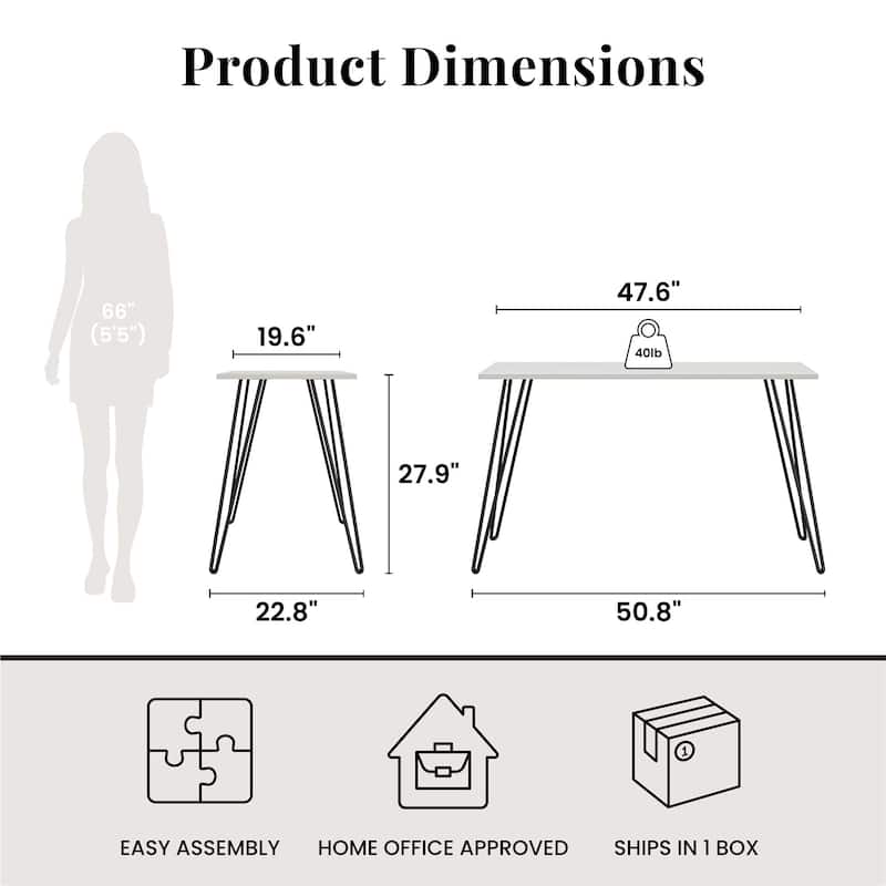 Anmytek Hairpin Leg Desk Modern Minimalist Computer Table Black Metal Home Office Workstation