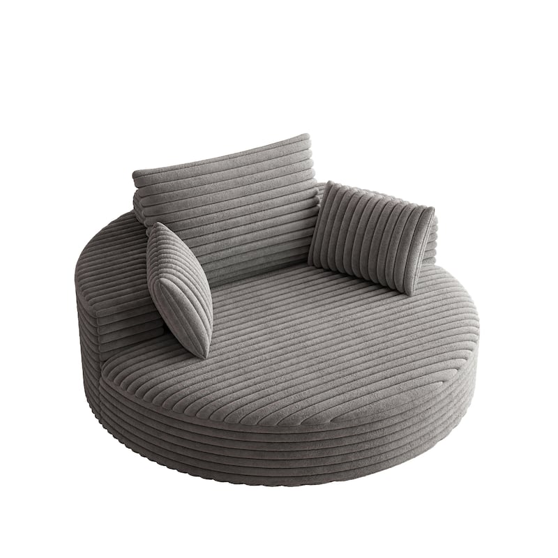 55" Luxury Swivel Chair - Plush Chenille Upholstery with 360° Rotation, Fluffy Modern Design for Living Rooms & Home Theaters