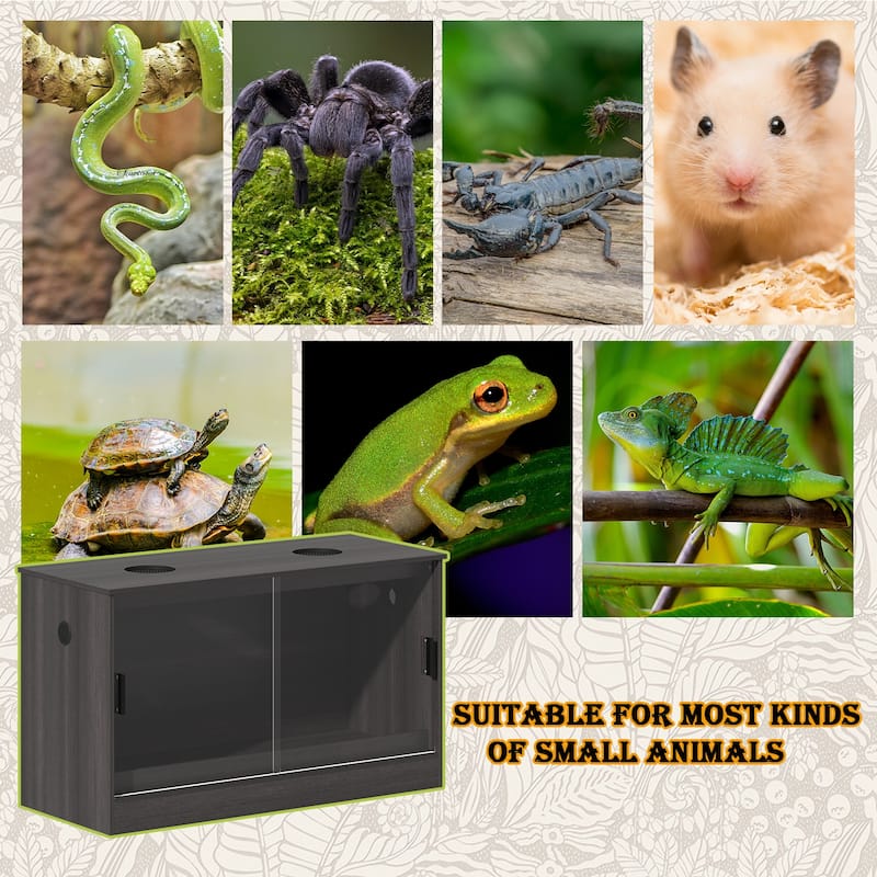 Glass Terrarium Tank with Ventilation Reptile & Amphibian Enclosure Hamster Cage Bunny Hideout Small Animals