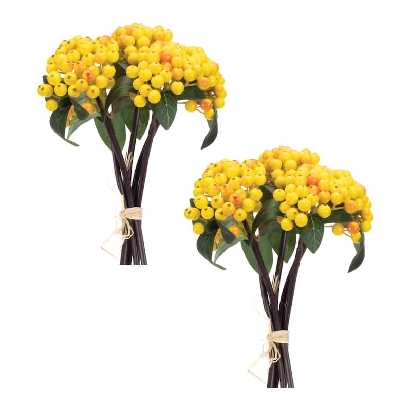Artificial Berry Bundles - 12.75"- Yellow - Set of 2