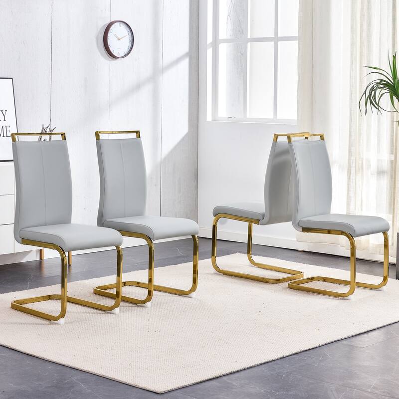 Dining Chair,PU Faux Leather High Back Upholstered Side Chair,Set of 4