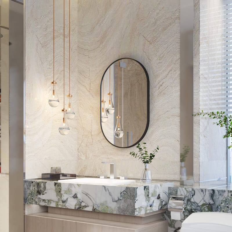 Bathroom Wall Mounted Oval Metal Framed Mirror