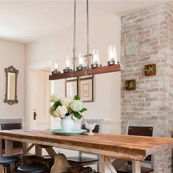 slide 2 of 8, The Gray Barn 5-light Farmhouse Linear Chandelier Glass Kitchen Lights for Dining Room - L42.9 x W3.9"x H9.4"