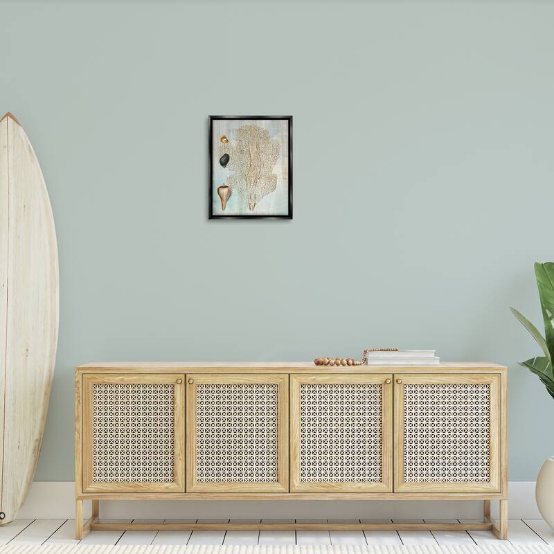 Stupell Detailed Coral & Seashells Framed Floater Canvas Wall Art Design By Susan Arnot