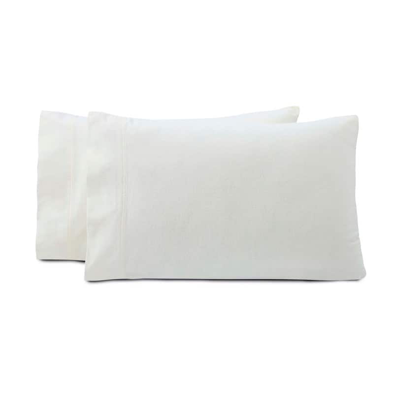Superior Solid Flannel Cotton Fuzzy Pillowcases, Set of 2