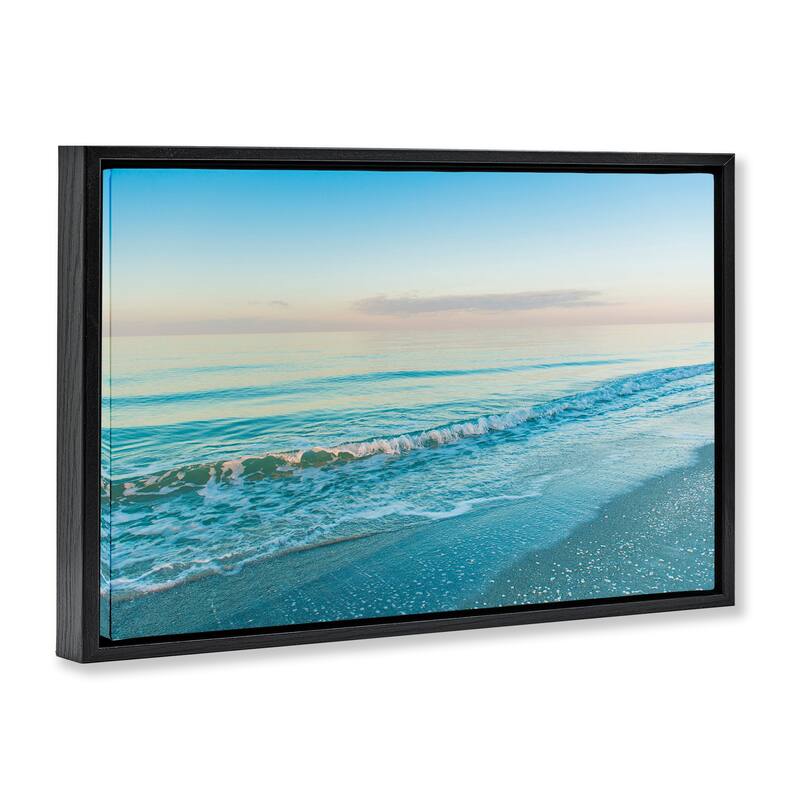Stupell Serene Waves at Sunrise Framed Floater Canvas Wall Art Design By Mary Lou Johnson