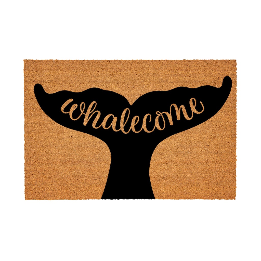 Welcome Whale Coastal Coir Mat 36"x24" - 36" x 24"