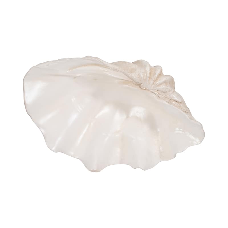 Sagebrook Home Polyresin Coastal Decorative Clam Shell Bowl with Sculptural Wavy Rim