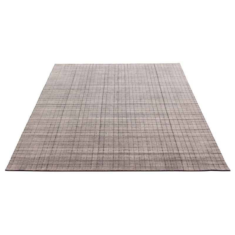ECARPETGALLERY Hand Loomed Kashkuli Gabbeh Light Grey Silk Rug - 7'11 x 9'1