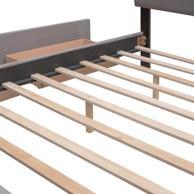 Upholstered Platform Bed with 2 Drawers and 1 Twin XL Trundle