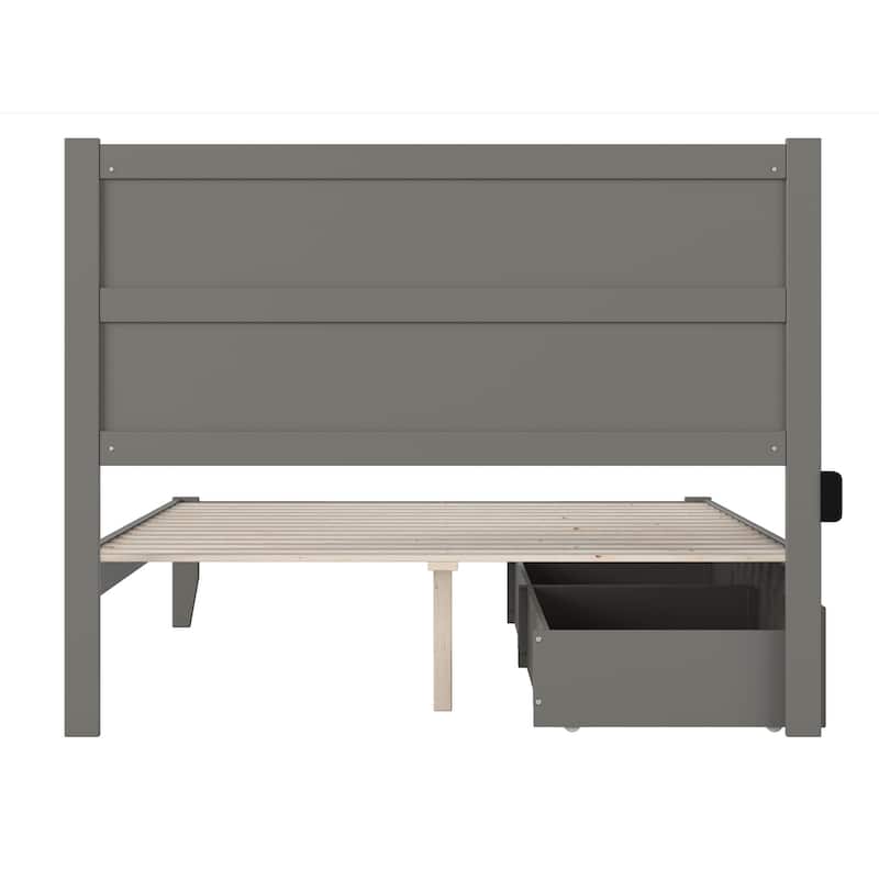 NoHo Queen Bed with 2 Drawers in Grey