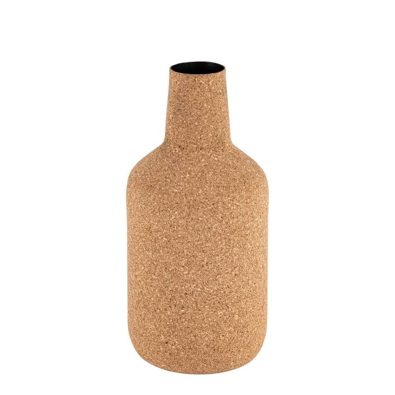 Large Bottle Neck Cork Wrapped Flower Vase - 13" - Beige