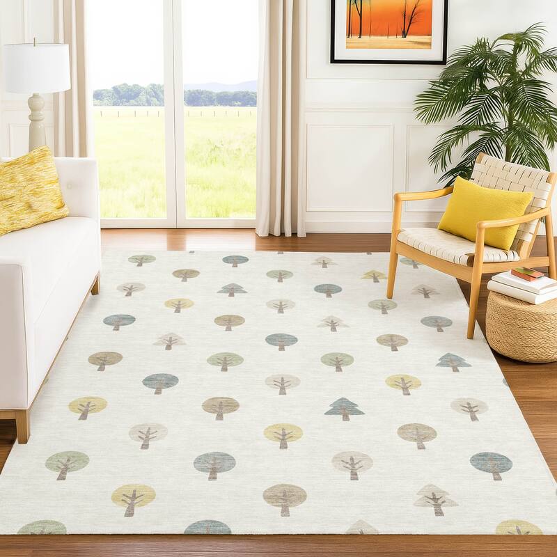 Machine Washable Indoor/ Outdoor Modern Mulvane Chantille Rug