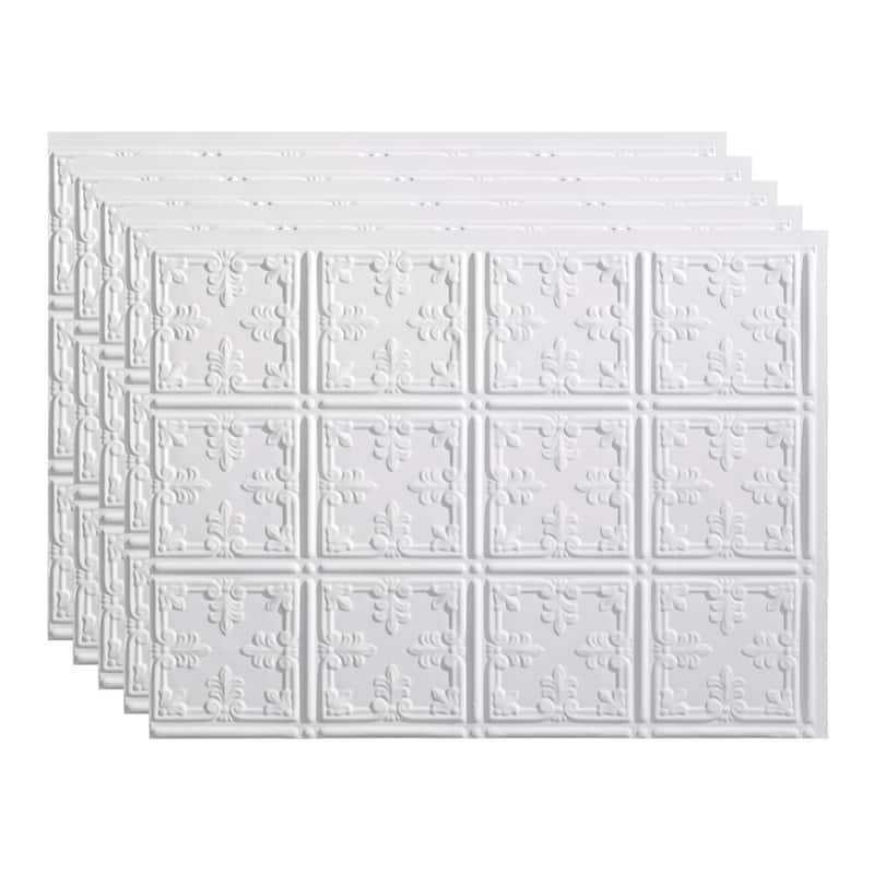 FASÄDE Traditional Style 10 Decorative Vinyl Backsplash Panel - 5 Pack - Matte White