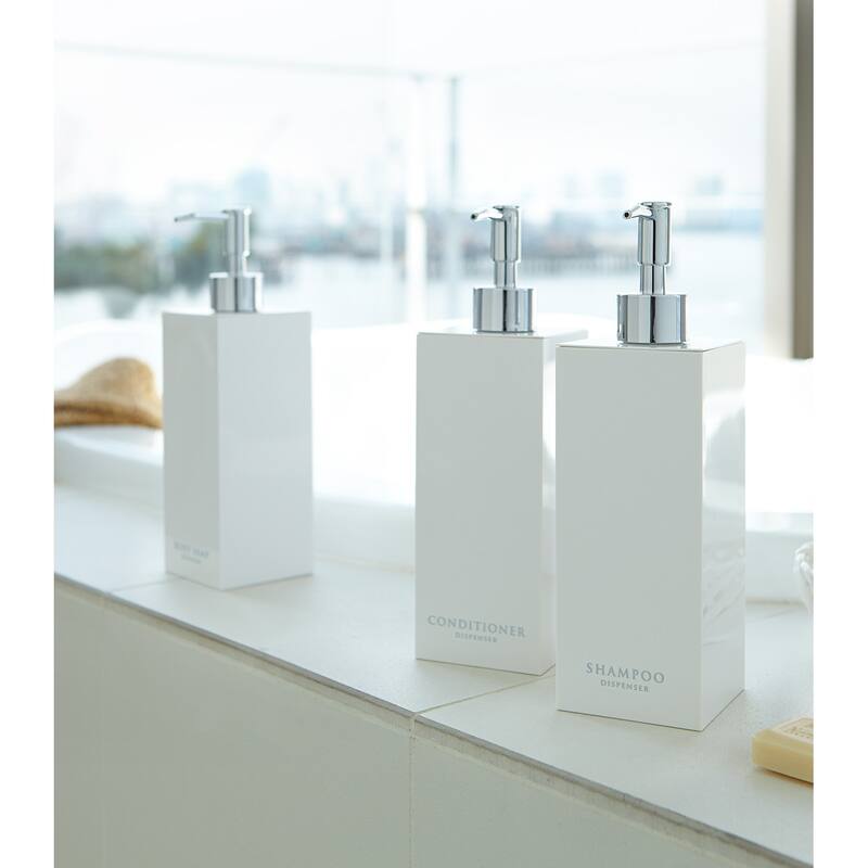 Yamazaki Home Square Shower Dispenser - Three Styles, ABS Plastic, Shampoo - L 2.76 x W 2.76 x H 9.06 inches