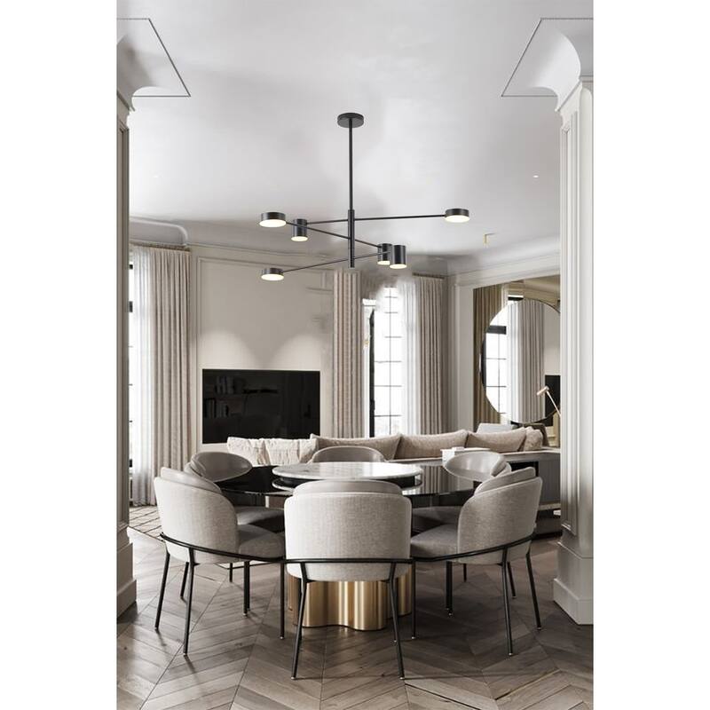6 Light Black Metal LED Chandelier