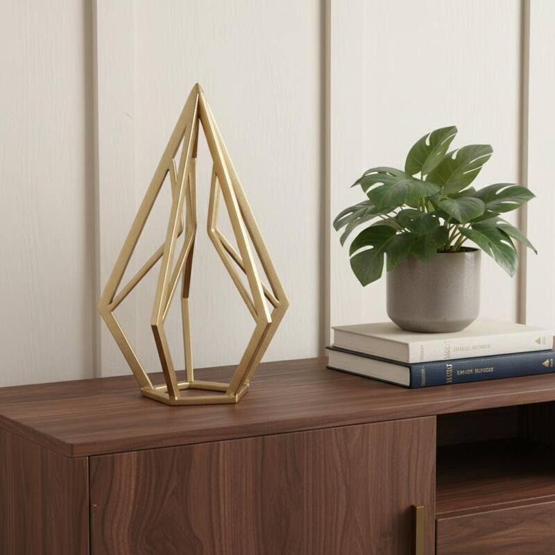 HomeRoots 10" Gold Metal Open Geometric Tabletop Sculpture - 6.25 in. x 10.25 in. x 6.00 in. - Gold