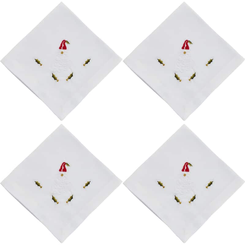 Embroidered Table Napkins With Large Santa Design (Set of 4) - 20"x20"