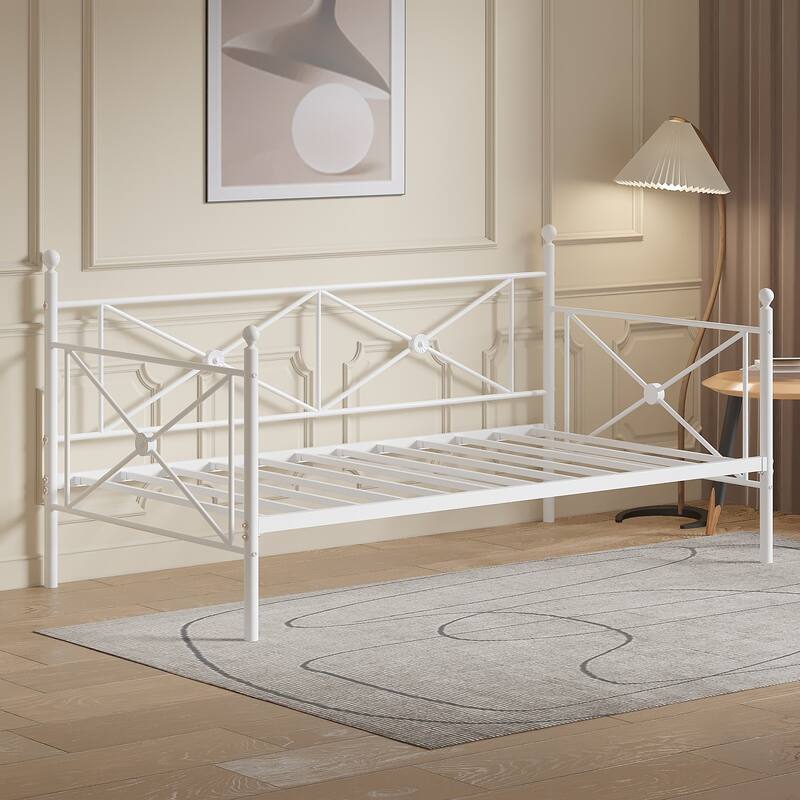 VECELO Twin Daybed with Headboard Sofa Bed Platform Mattress Foundation for Living Room Guest Room Easy Assembly