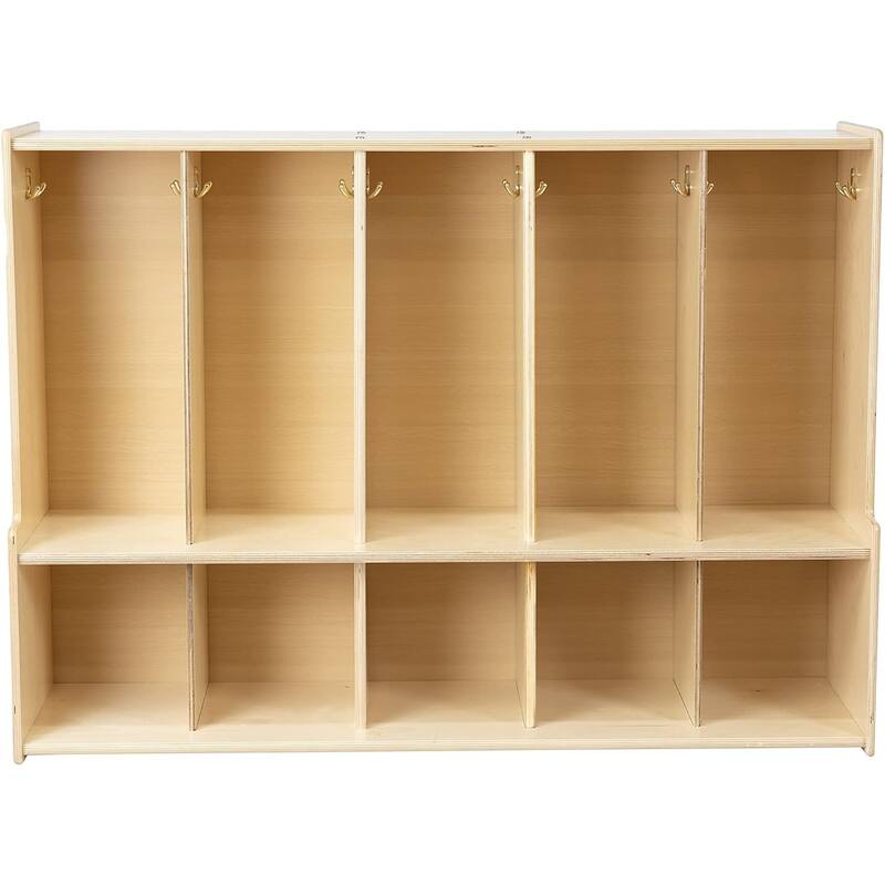 RRI Goods 5-Section Coat Locker with Bench & Cubby Storage, 100% Birch Plywood Backpack Storage Unit Hooks for Kids