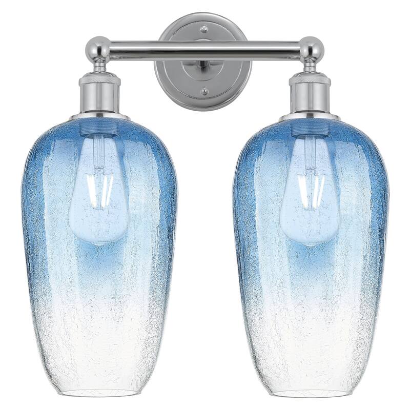 Innovations Lighting 616-2W-18-16 Brookhaven Flute Vanity Brookhaven - Polished Chrome / Sapphire Blue