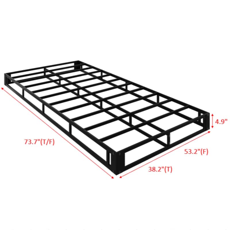 Clayfell Walpi 5" Metal Box Spring / Bed Foundation - Warm Gray/Black, Durable Metal Construction