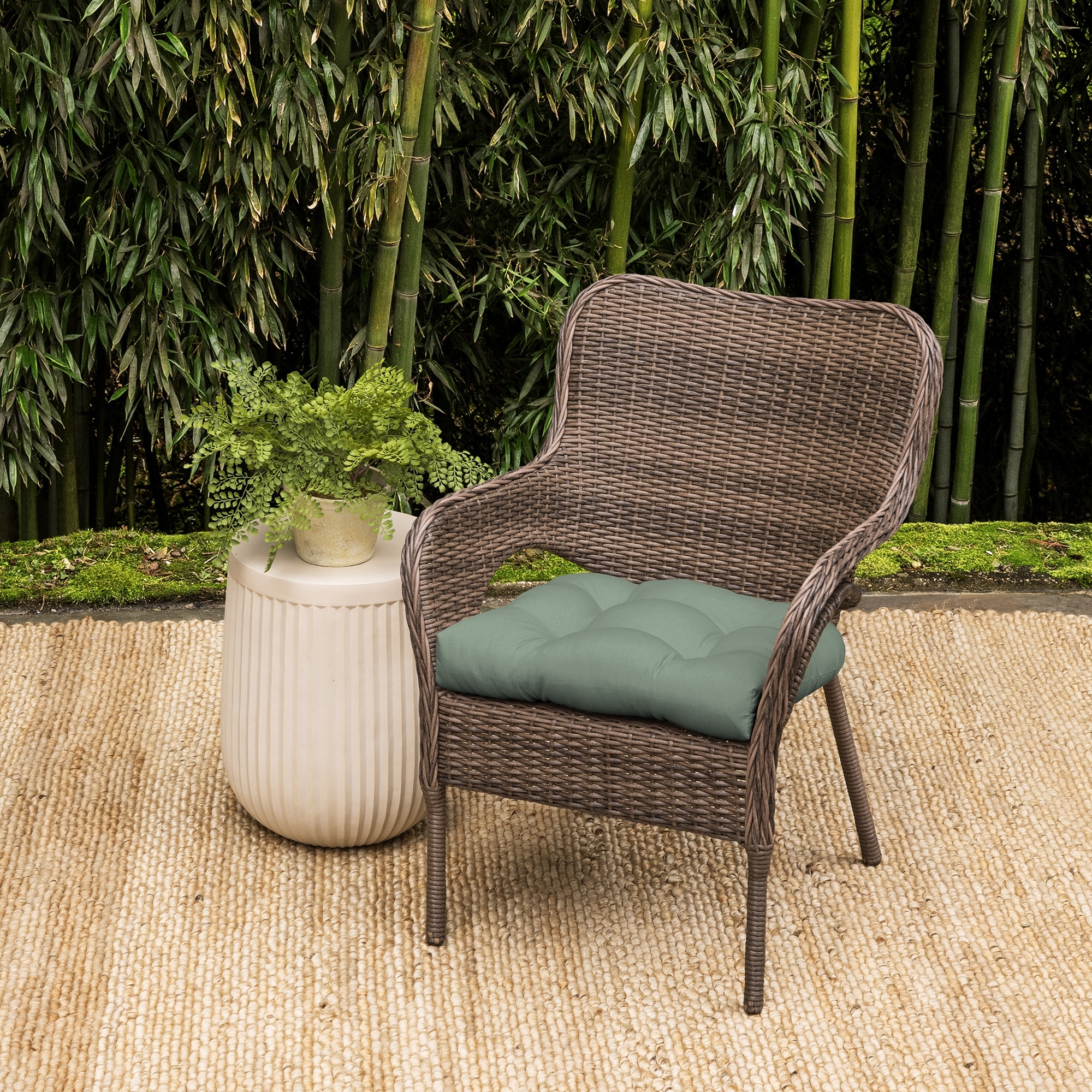 Arden Selections earthFIBER Outdoor Wicker Chair Cushion 2 Pack 20 x 18 Sage Green Texture