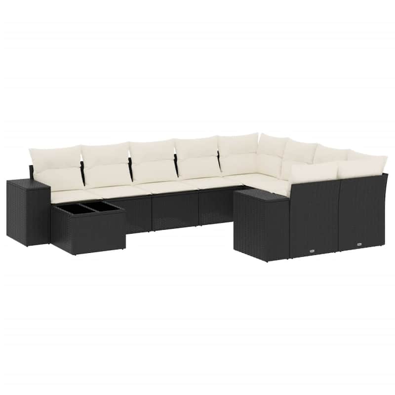 vidaXL Patio Sofa Set with Cushions Outdoor Furniture 10 Piece Poly Rattan