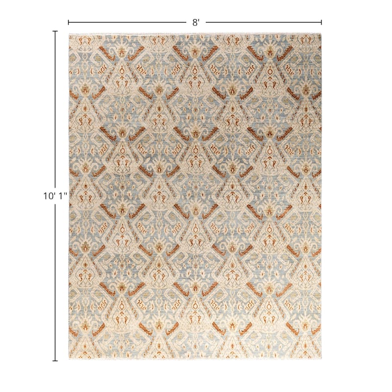 Ikat One-of-a-Kind Hand-Knotted Area Rug - Gray, 8' 0" x 10' 1" - 8' 0" x 10' 1"