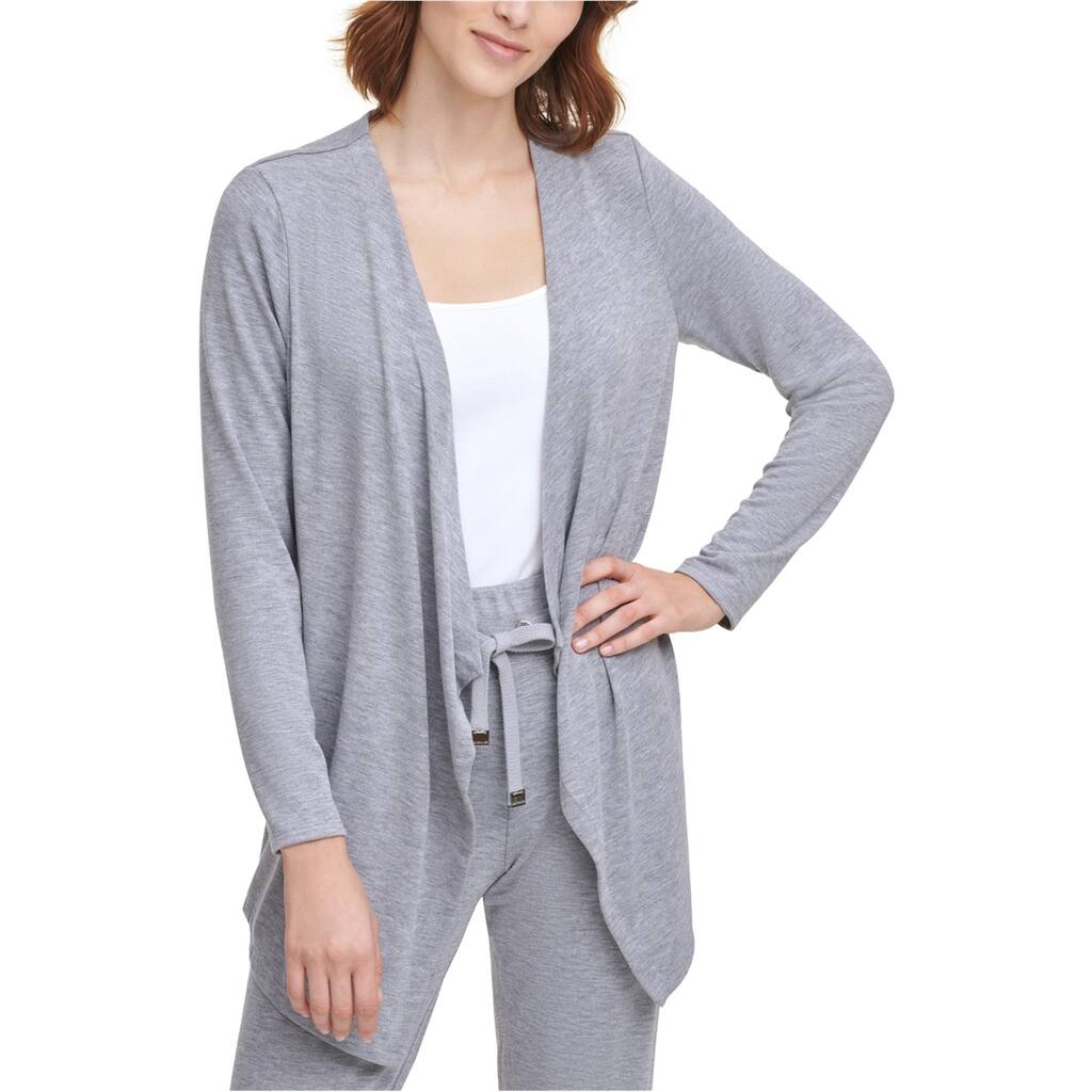 Calvin Klein Womens Heathered Cardigan Sweater,, Grey, Small