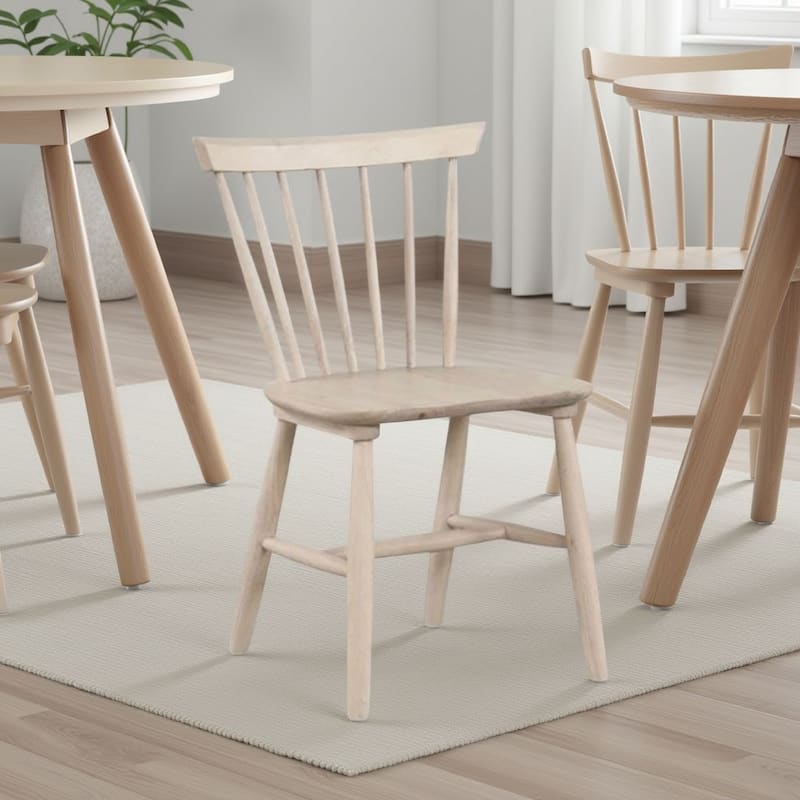 Baylee Side Dining Chair Set of 2, Spindle Back, Tapered Legs, White Oak Wood
