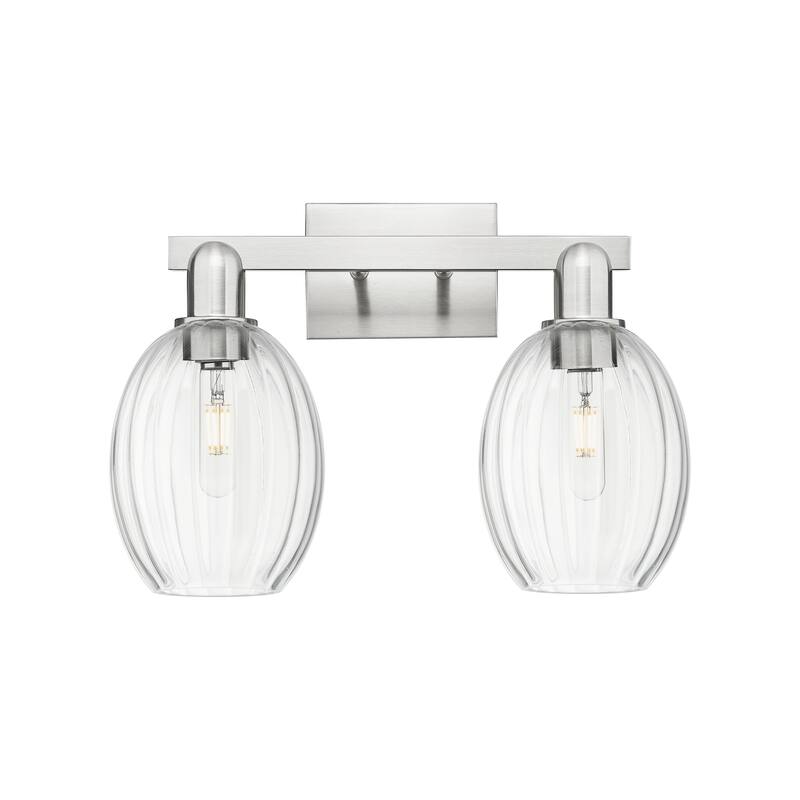 Innovations Lighting Downtown Urban - Preston - 2 Light 16" Bell Shade Bath Vanity Light - Clear/Brushed Satin Nickel